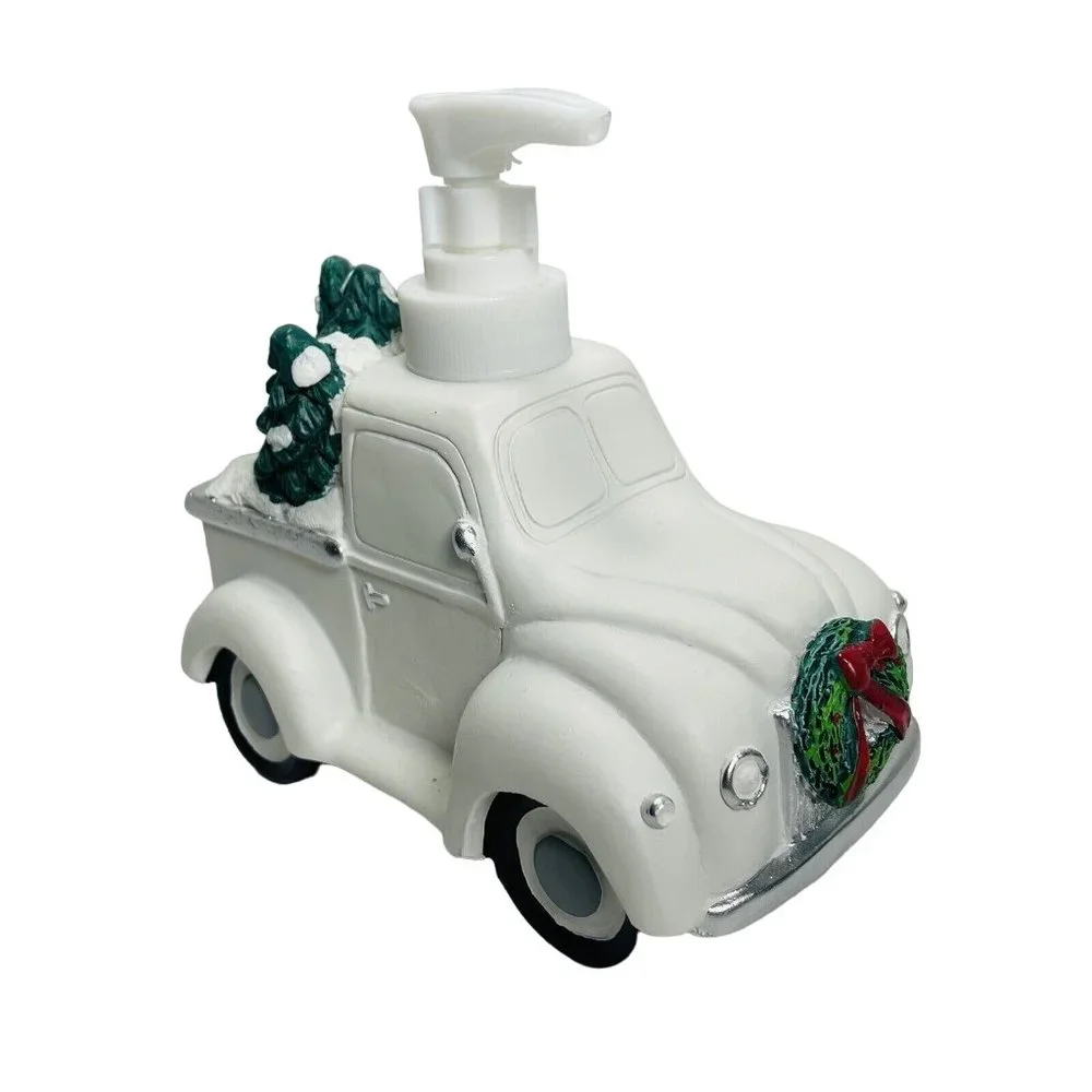 White Christmas Truck Soap Lotion Pump Dispenser By December Home